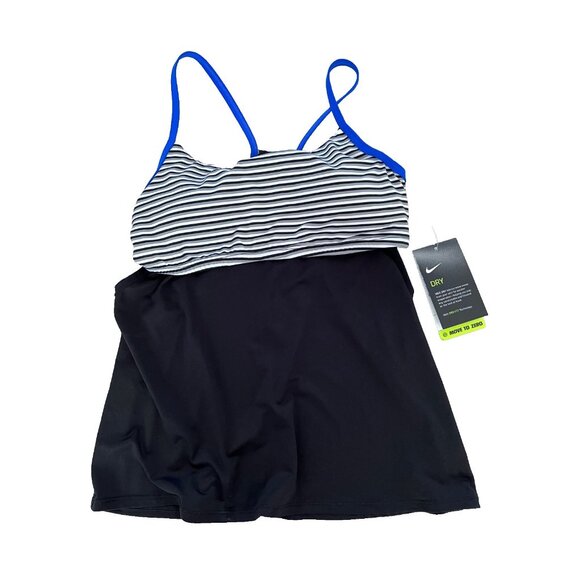 Nike Stripe Layered Tankini Swim Top Black ( S ) - Picture 3 of 4